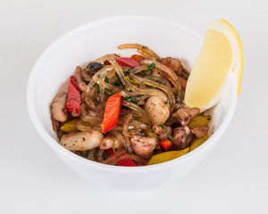 Asian spicy seafood noodle