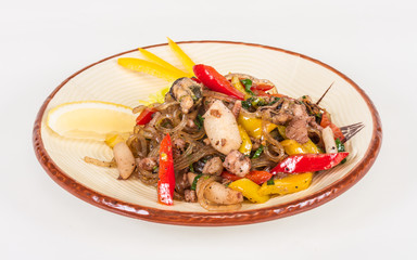 Asian spicy seafood noodle