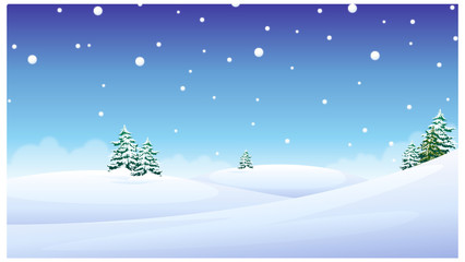 Fir trees over snow landscape