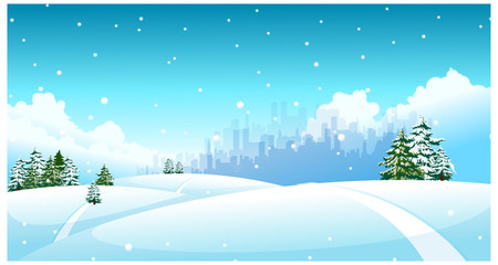 Obraz na płótnie Canvas City skyline nad krajobrazu śniegu
