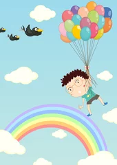 Türaufkleber Schweben mit Luftballons © GraphicsRF