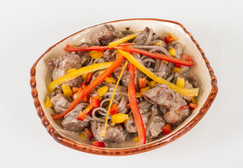 Asian style noodle with pork , spicy and yummy delicious