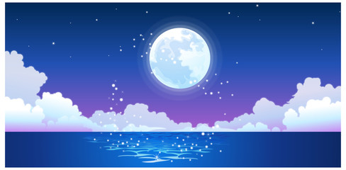 Obraz na płótnie Canvas Full moon reflecting on ocean