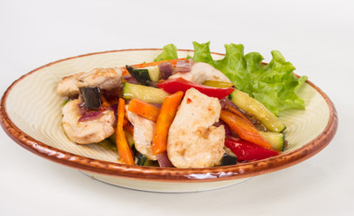 Grilled vegetables and chicken fillet