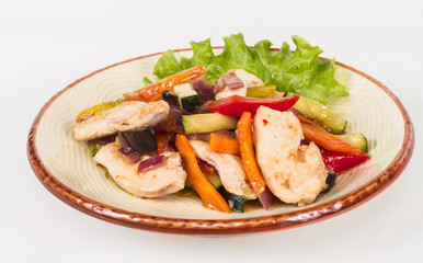 Grilled vegetables and chicken fillet