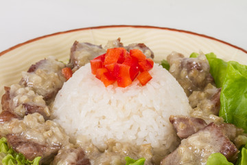 Rice and pork japanese style