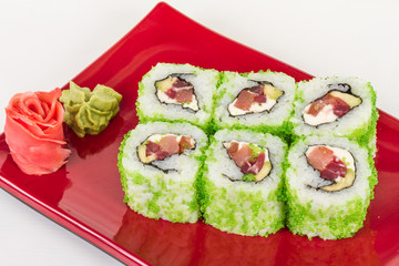 Tobiko Spicy Maki Sushi - Hot Roll with various type of Tobiko (
