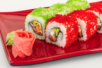 Tobiko Spicy Maki Sushi - Hot Roll with various type of Tobiko (