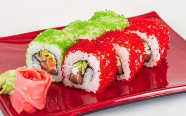 Tobiko Spicy Maki Sushi - Hot Roll with various type of Tobiko (