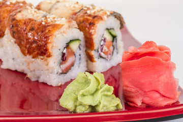 Japanese traditional Cuisine - Maki Roll with Cucumber , Cream C