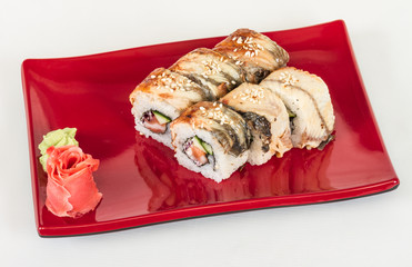 Japanese traditional Cuisine - Maki Roll with Cucumber , Cream C