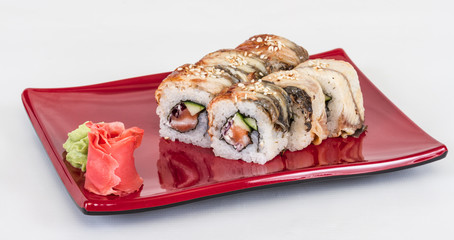 Japanese traditional Cuisine - Maki Roll with Cucumber , Cream C
