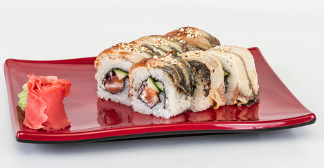 Japanese traditional Cuisine - Maki Roll with Cucumber , Cream C