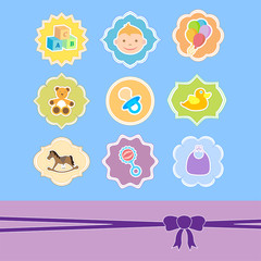 set baby icon in frame, baby arrival announcement
