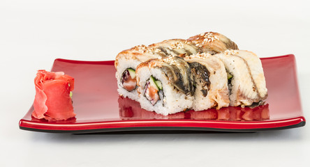 Japanese traditional Cuisine - Maki Roll with Cucumber , Cream C