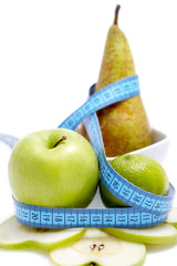 apple pear with measuring