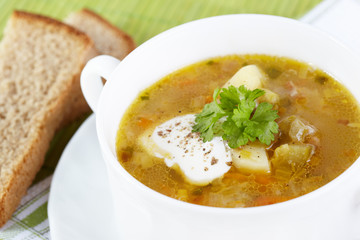 The Russian cuisine. Rassolnik soup