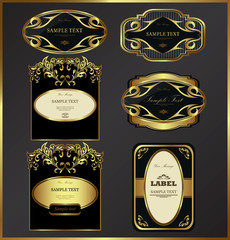 Luxury gold-framed labels vector set