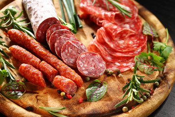 Italian ham and salami with herbs