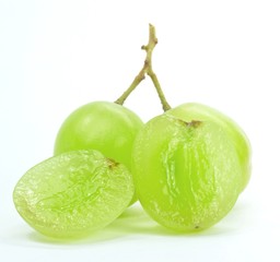 Macro image of grapes on white background