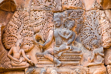 Shiva and Uma Khmer carving