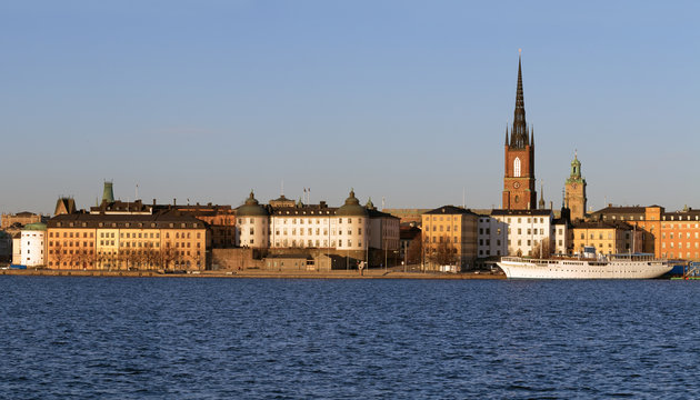 Panorama of the island Riddarholmen in Stockholm, Sweden.