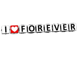 3D I Love Forever Crossword Block text
