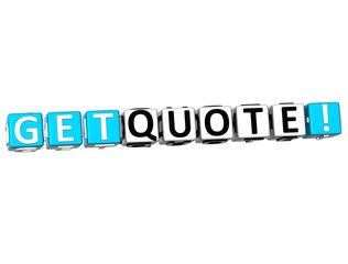 3D Get Quote Block Text  on white