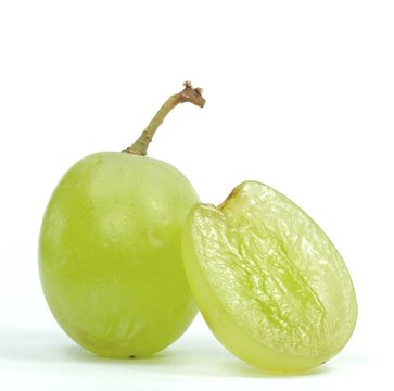 Macro image of grapes on a white background
