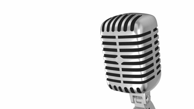 Classic metal microphone on white background with clipping path