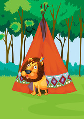 lion and tent