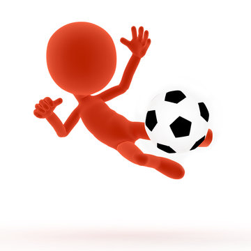 Football, soccer shooting jumping pose.