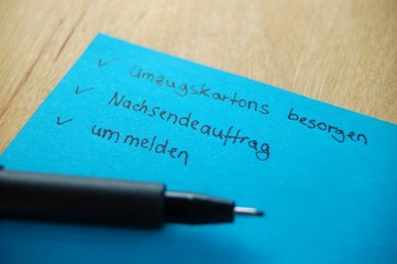 Checkliste Umzug
