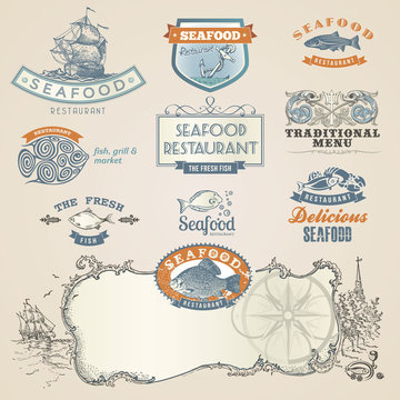 Seafood labels and elements