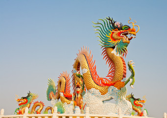 Fototapeta premium Dragon statue at Nakornsawan,Thailand