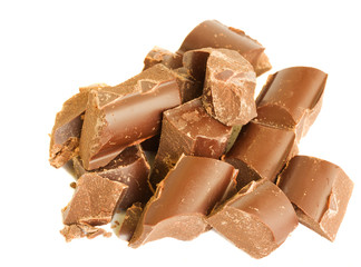 chocolate pieces isolated on white