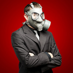 soldier with gas mask