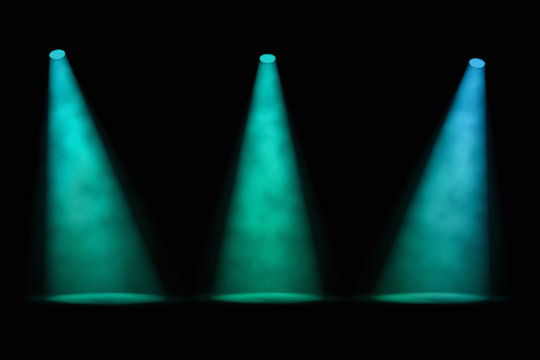 Three Separate Blue-green Spotlights