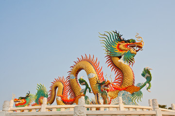 Fototapeta premium Dragon statue at Nakornsawan,Thailand