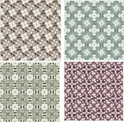 Set of detailed repeating damask patterns