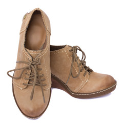 pair of woman leather boots