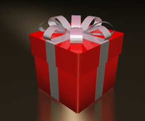 Gift box over gold background 3d render