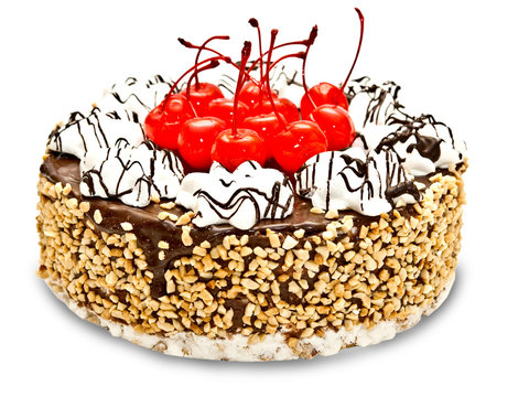 Chocolate cake isolated on white background