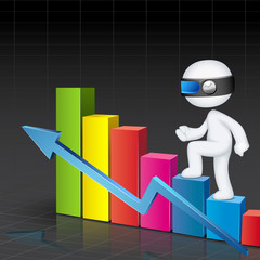 3d Man climbing Bar Graph