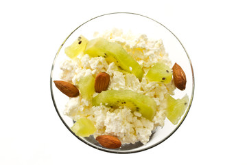Home milk cheese with fruit