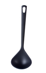 black kitchen ladle isolated on white