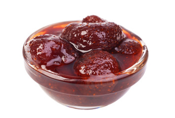 strawberry jam glass isolated on a white background