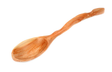 wooden spoon from the juniper isolated on a white background