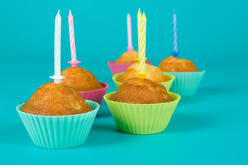 Festive cupcakes with a candles