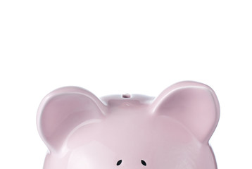 pink piggy bank on white background, Saving